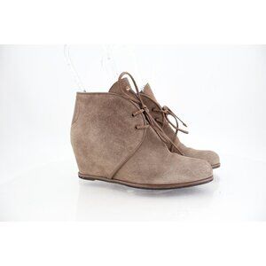 Stuart Weitzman Kalahari Wedge Boot Ankle Bootie Brown Suede Lace Up Size 6.5